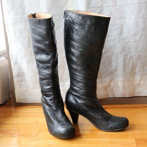 Black Leather Knee-length boot Size 8.5 Angelique"